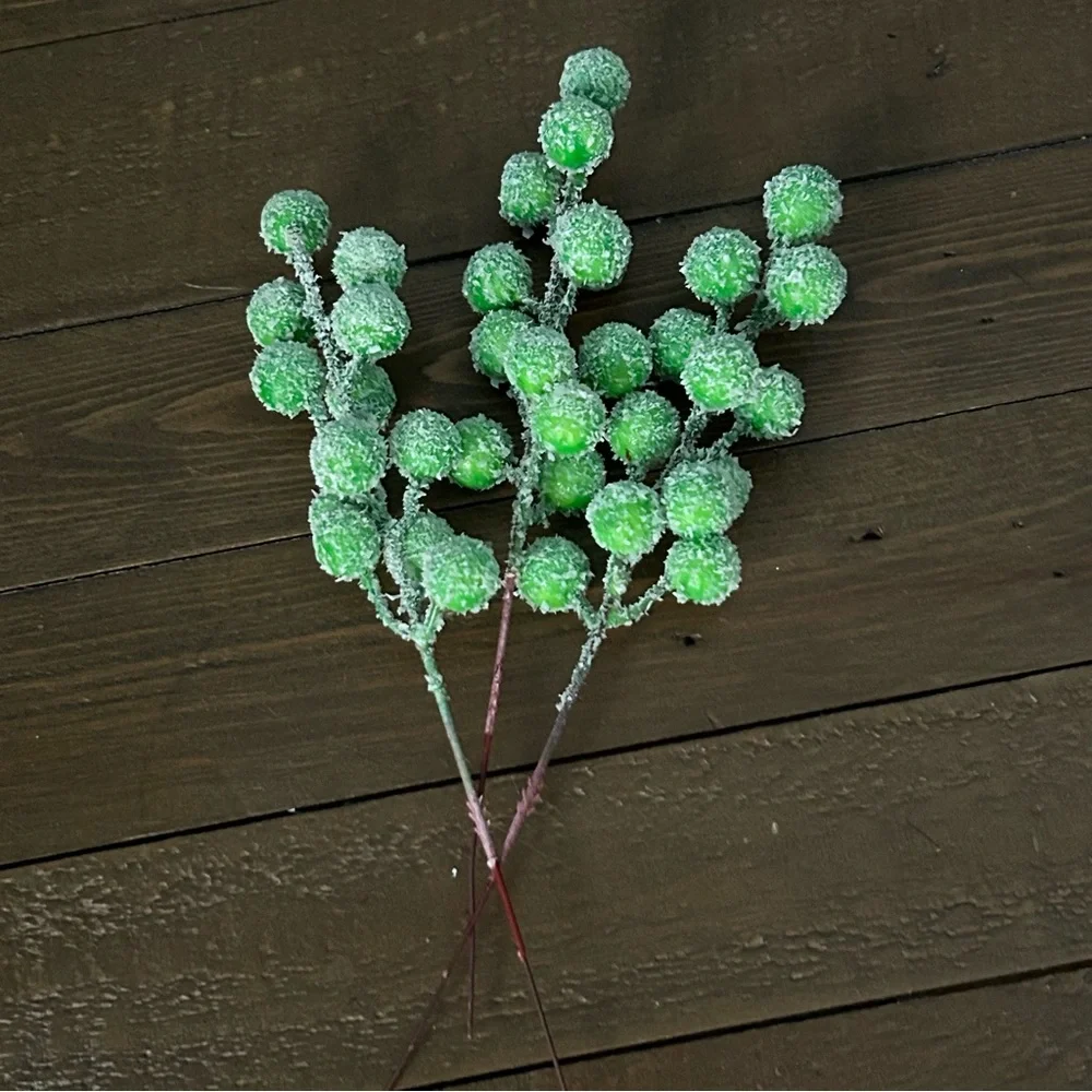 Artificial Green Snow Berry Stems for Holiday Crafting and Decor 24 Stems NIP